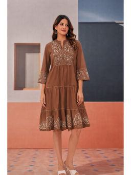 Cevara - Brown Nomi Flared Dress