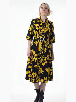 FELRIO - Yellow Aureline Belted Shirt Dress