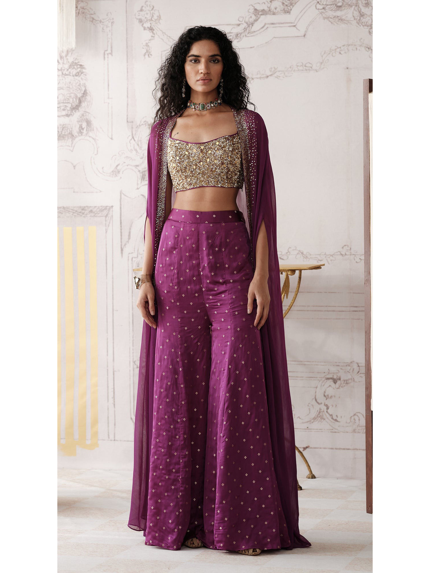 Purple The Stardust and Plum Cape With Sharara And Blouse-picture-18