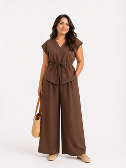 Backup Studio - Tie-Up Lounge Brown Top With Pant