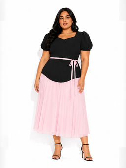 Backup Studio - Pleated Black Top With Skirt