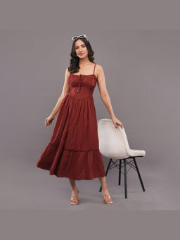 FELRIO - Rust Cinnamon Smocked Dress