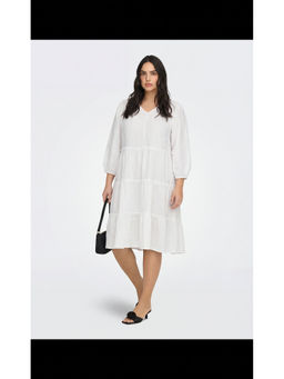 FELRIO - White Classic White Solid Tiered Flowy Dress