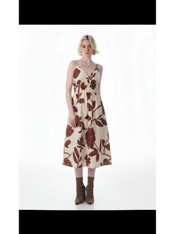 FELRIO - Cream Contrast Floral Smocked Dress