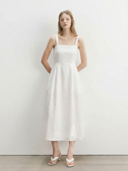 FELRIO - White Cotton Denim Midi Dress
