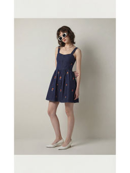 FELRIO - Blue Denim Embroidered Mini Dress