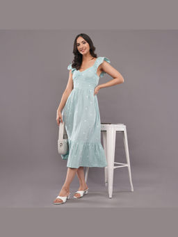 FELRIO - Green Embrod Mint Heart Gauze Dress
