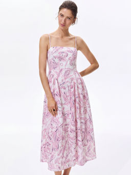 FELRIO - Pink Floral Breeze Cotton Midi Dress