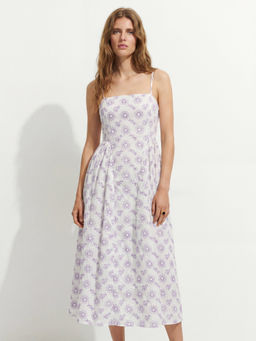 FELRIO - Lavender Floral Breeze Cotton Midi Dress