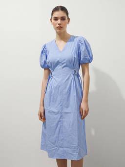FELRIO - Blue Glow Linen Midi Dress