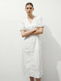 FELRIO - White Glow Linen Midi Dress