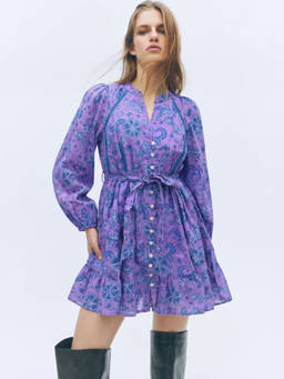FELRIO - Purple Iris Paisley Tie-Up Dress