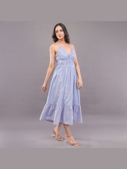 FELRIO - Lavender Popcorn Backless Midi Dress