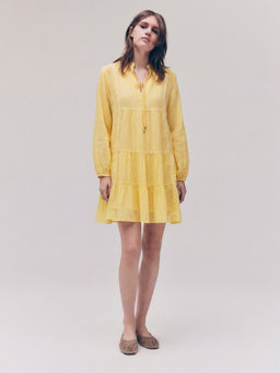 FELRIO - Yellow Line Tiered Dress