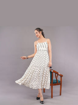 FELRIO - White Polka Grace Cotton Midi Dress