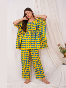 Safeera - Yellow Sweet Slumber Kaftan Co Ord Set