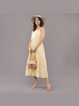 FELRIO - Yellow Sunbeam Pleated Midi Dress