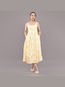 FELRIO - Yellow Sunlit Bloom Cotton Dress