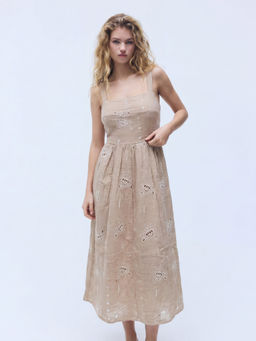 FELRIO - Beige Worked Gauze Dress