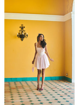 Why Look West - White Crystal Bow Mini Dress