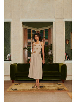Why Look West - Beige Fireflowers Halter Maxi Dress