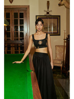 Why Look West - Black Fireflowers Crop Top with Skirt