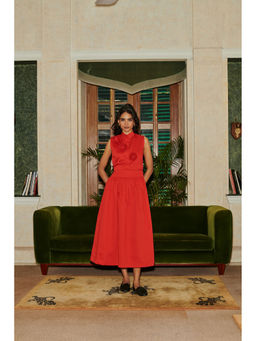 Why Look West - Red Floret Garden Top with Skirt