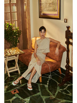 Why Look West - Beige Pearl Whisper Top with Skirt