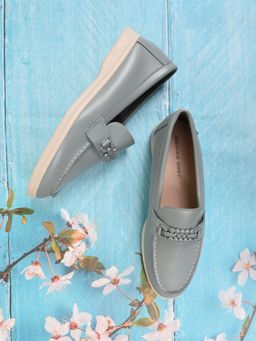 Ronnie Grey - Women Teal Solid Loafers