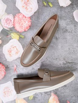 Ronnie Grey - Women Khaki Solid Loafers