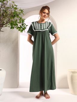 SEPHANI - Women Hosiery Cotton Green Nighty