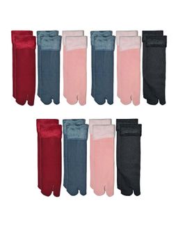 Secrets By ZeroKaata - Women Multicolour Winter Wear Fitted Socks (Pack of 10)