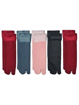 Secrets By ZeroKaata - Women's Multicolour Solid Winter Socks (Pack of 5)