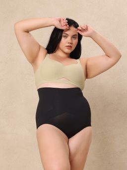 Krvvy - Women Black Waist and Tummy High-Rise Shapewear