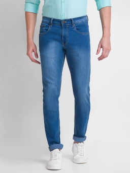 Giordano - Blue Slim Fit Solid High Waist Clean Look Jeans