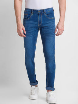 Giordano - Blue Slim Fit Solid High Waist Clean Look Jeans