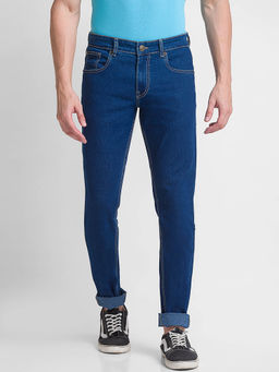 Giordano - Blue Slim Fit Solid Mid Waist Clean Look Jeans