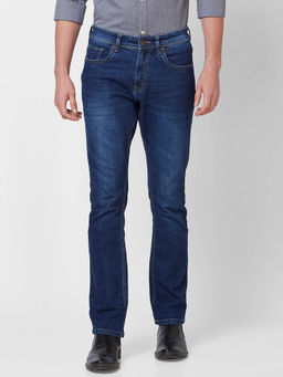 Giordano - Indigo Slim Fit Solid Mid Waist Clean Look Jeans