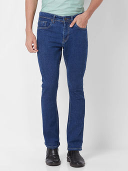 Giordano - Indigo Slim Fit Solid Mid Waist Clean Look Jeans