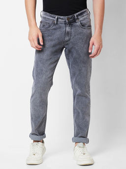 Giordano - Grey Slim Fit Solid Mid Waist Clean Look Jeans
