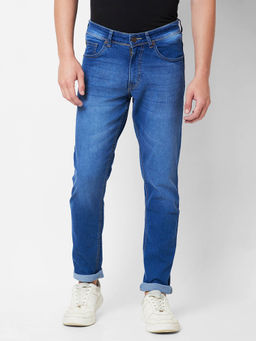Giordano - Indigo Slim Fit Solid Mid Waist Clean Look Jeans