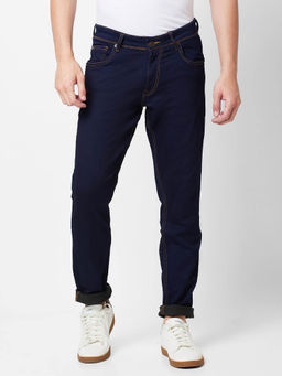 Giordano - Navy Blue Slim Fit Solid Mid Waist Clean Look Jeans