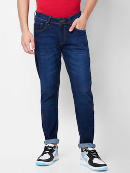 Giordano - Indigo Slim Fit Solid Mid Waist Clean Look Jeans