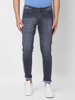 Giordano - Grey Slim Fit Solid Mid Waist Clean Look Jeans