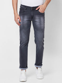 Giordano - Grey Straight Fit Solid Mid Waist Clean Look Jeans
