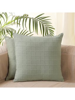 Jamio FIrati - Green Set Of 2 Checked Square Cushion Covers