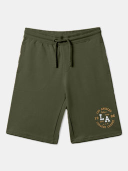 3PIN - Olive Cotton Shorts with Adjustable Waistband for Boys