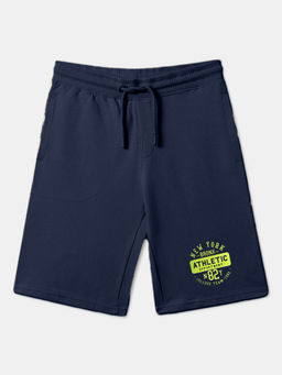 3PIN - Navy Blue Cotton Shorts with Adjustable Waistband for Boys