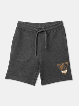 3PIN - Grey Cotton Shorts with Adjustable Waistband for Boys