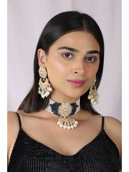 RIANA JEWELLERY - Blue Premium Quality Gold Plated Kundan Necklace/Fusion-Indo Western Wear Choker Set
